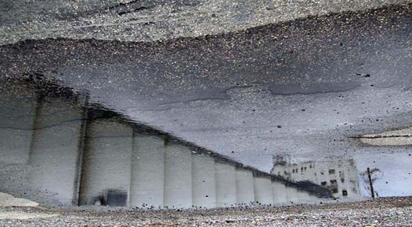 Reflecting On Grain Elevators     -  North Dakota - Photography by Katherine Keck 